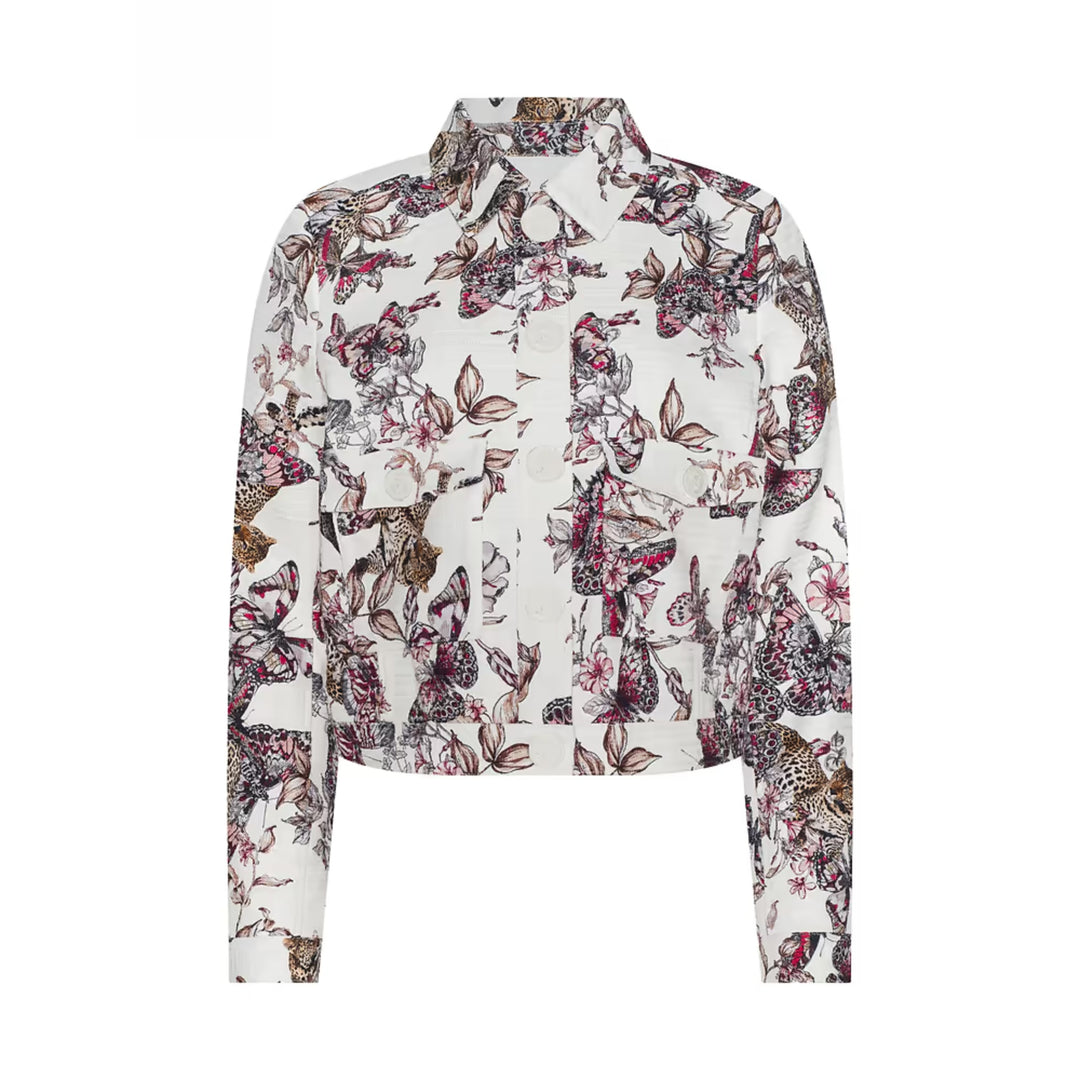 Nyx Crop Jacket in Sepia Brown Multi Abstract Swirl