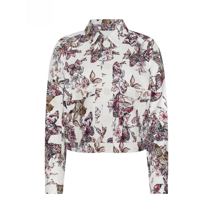 Nyx Crop Jacket in Sepia Brown Multi Abstract Swirl