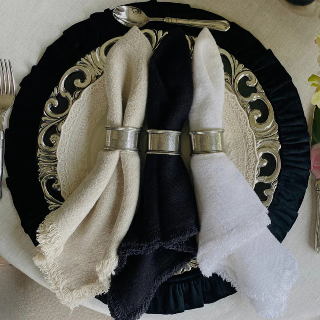 Off White Provence Napkin with Fringe