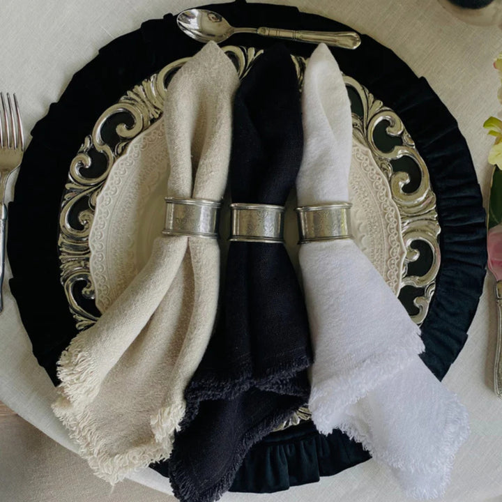 Off White Provence Napkin with Fringe