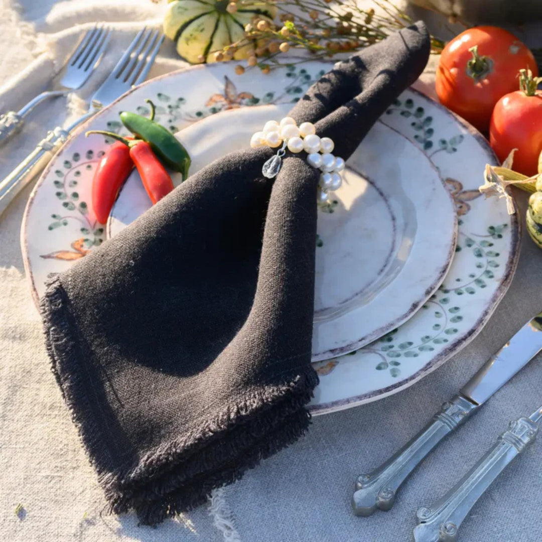 Off White Provence Napkin with Fringe
