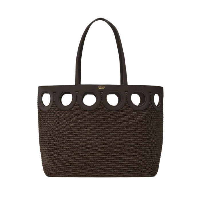 Gancio Frame Raffia Medium Tote
