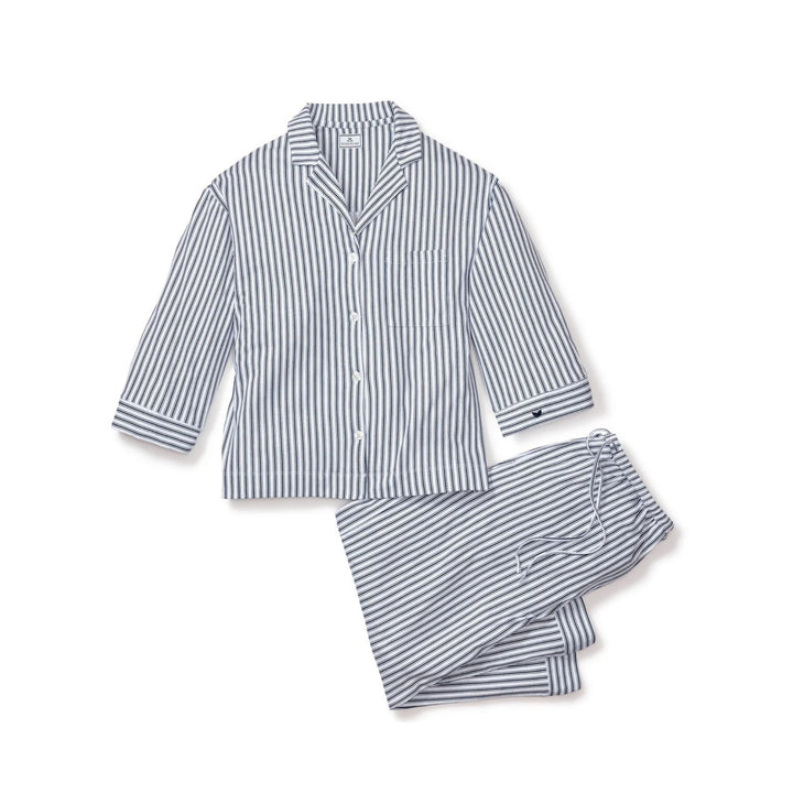 Olivia Wide Leg Pajama in Navy French Ticking