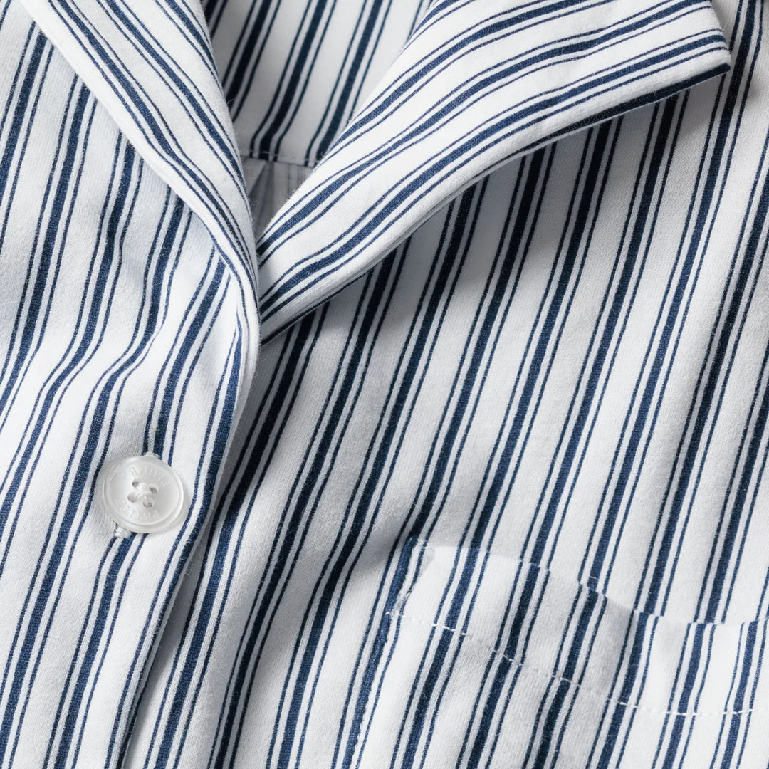 Olivia Wide Leg Pajama in Navy French Ticking