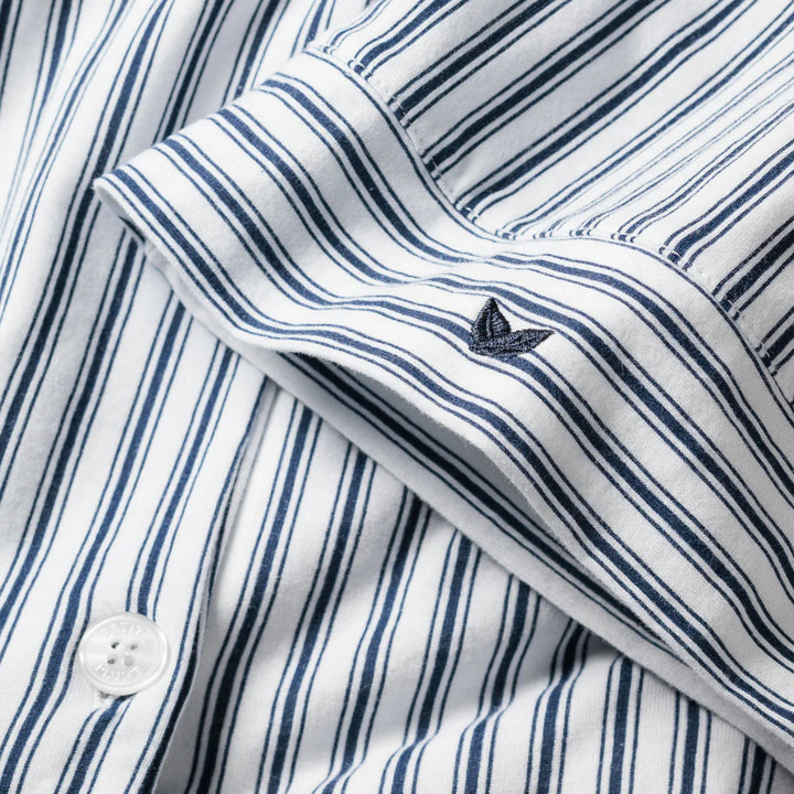 Olivia Wide Leg Pajama in Navy French Ticking