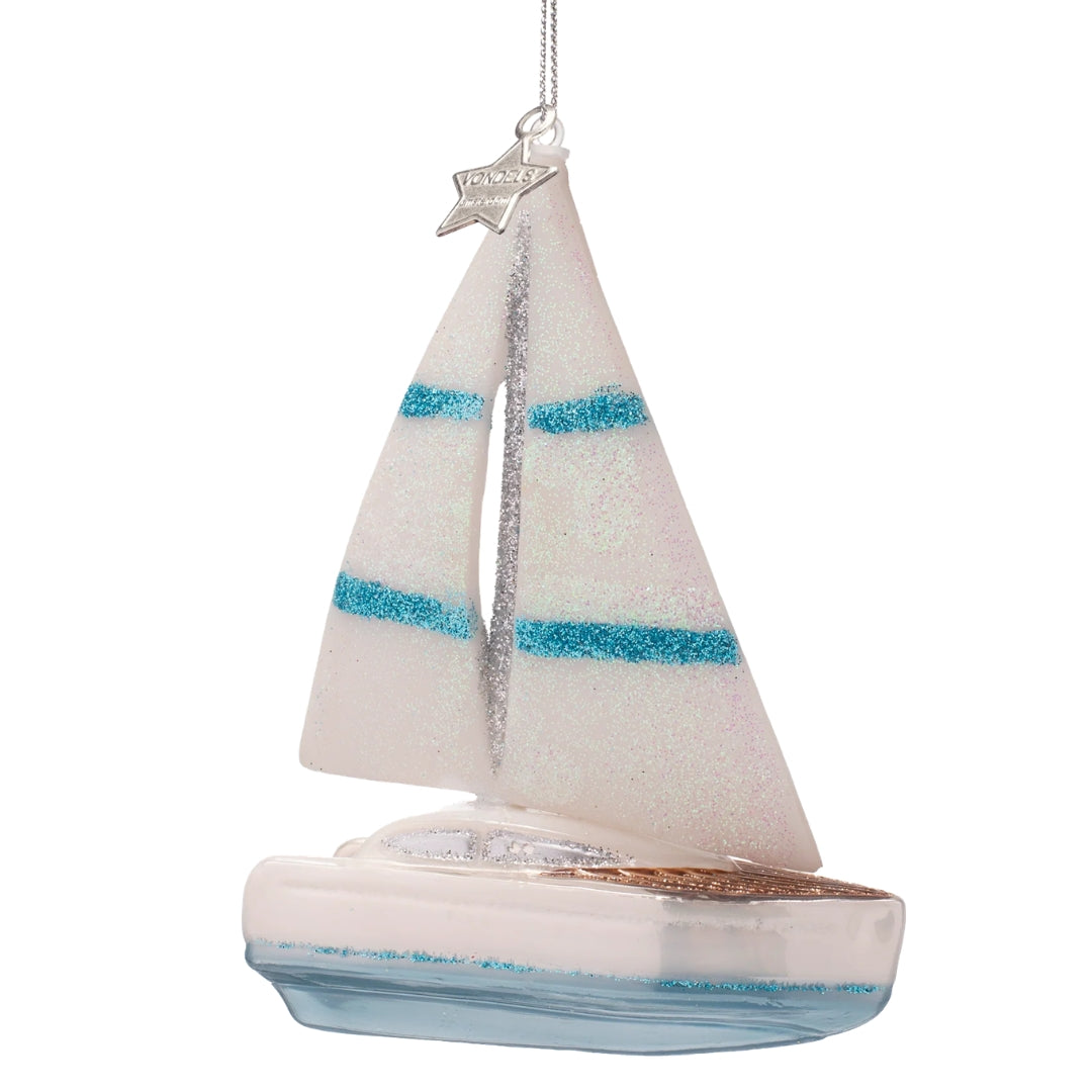 Opal White Sailing Boat Ornament