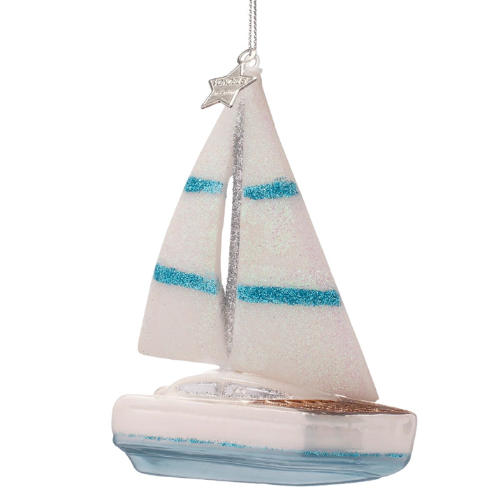 Opal White Sailing Boat Ornament