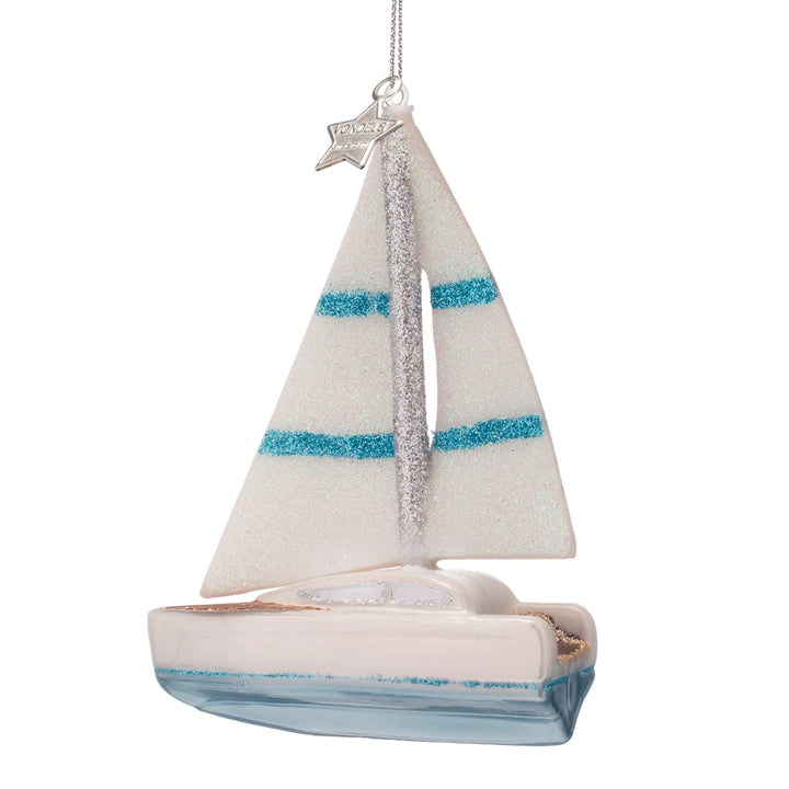 Opal White Sailing Boat Ornament