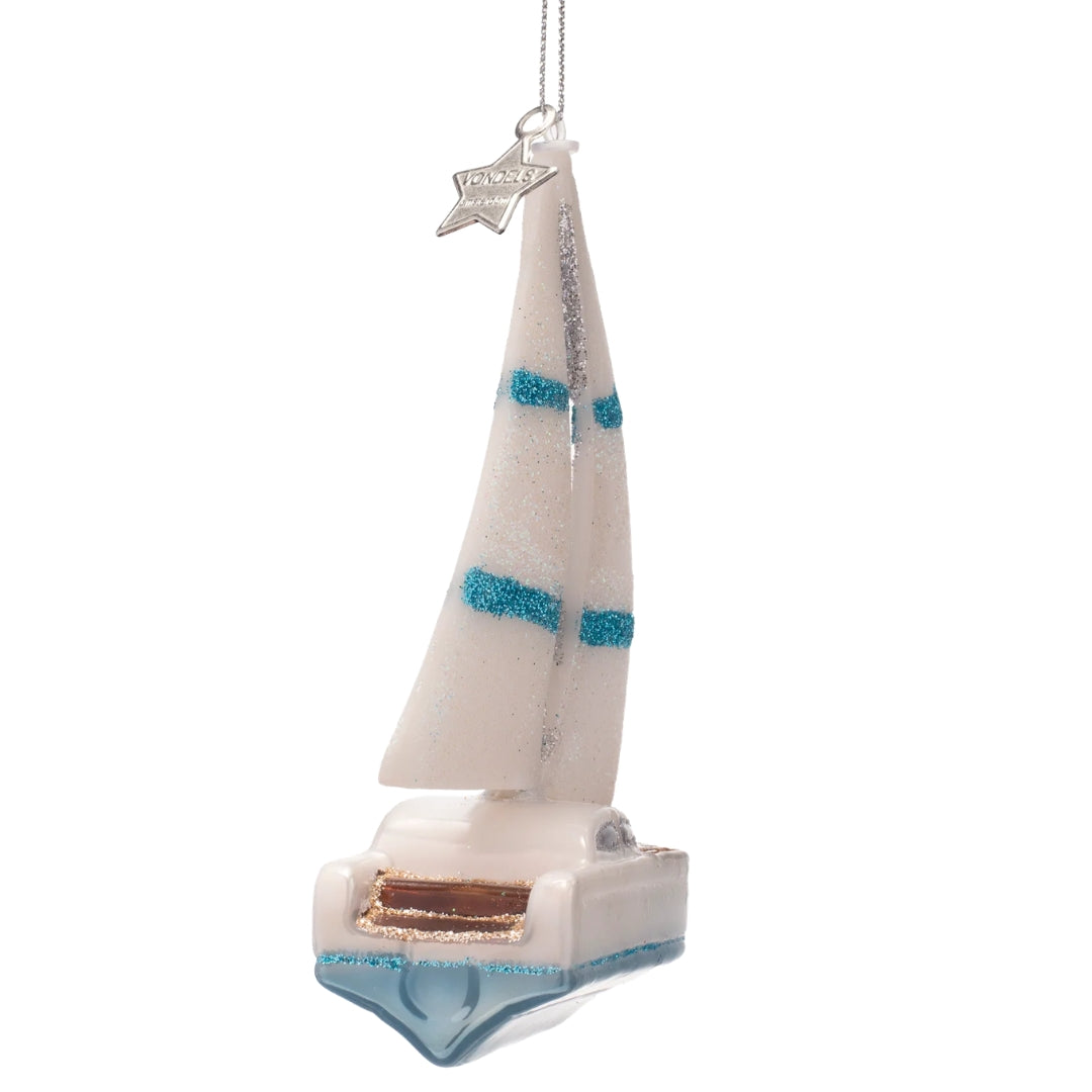 Opal White Sailing Boat Ornament