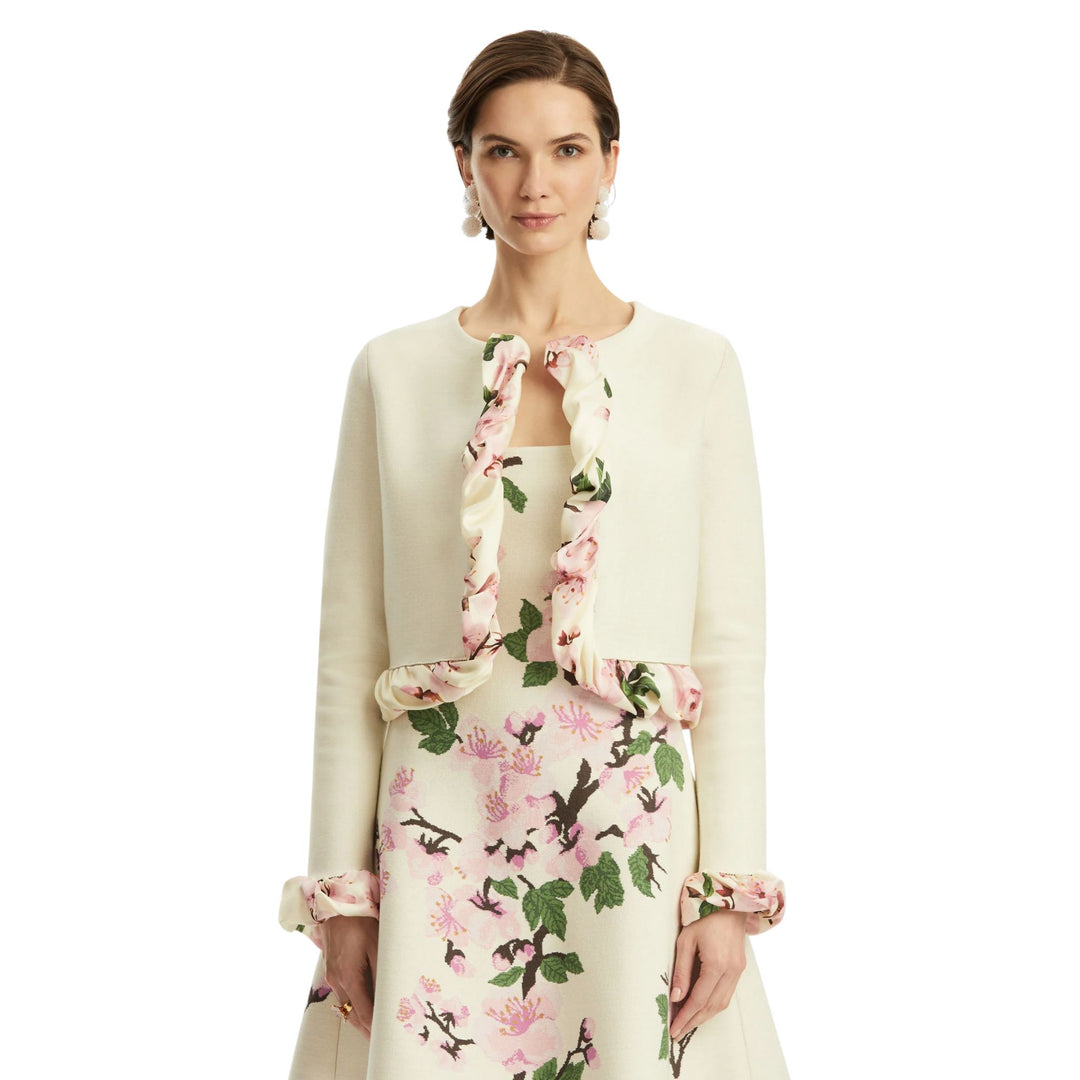 Cherry Blossom Bubble Twist Trim Cardigan