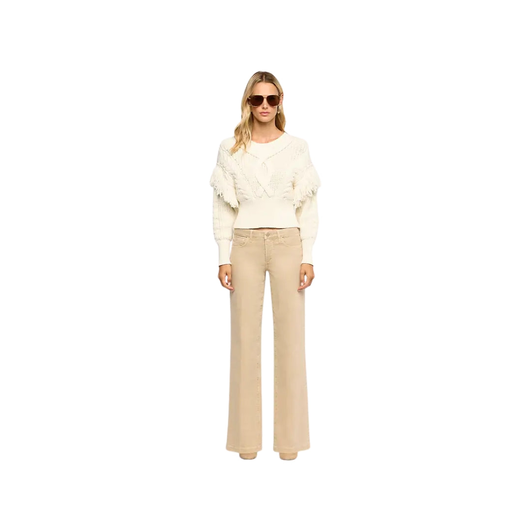 Ottavia Lace Back Cable Pullover in Ivory