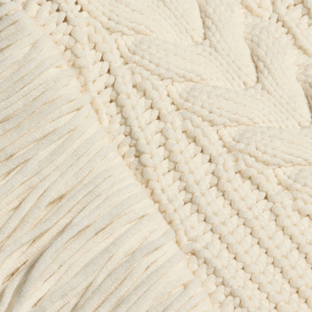 Ottavia Lace Back Cable Pullover in Ivory