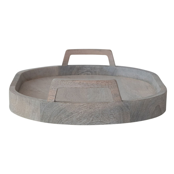 Oval Mango Wood Tray w/ Handles