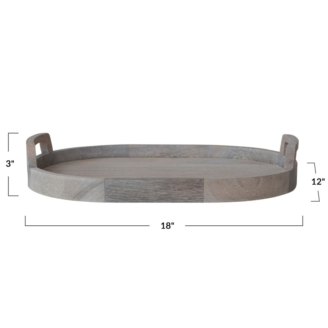 Oval Mango Wood Tray w/ Handles