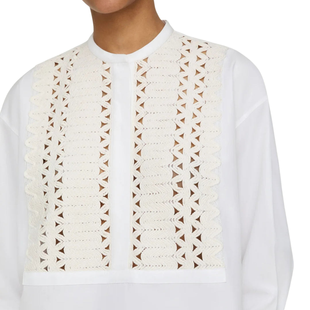 Oversized Knitted Ribbon Bib Front Shirt