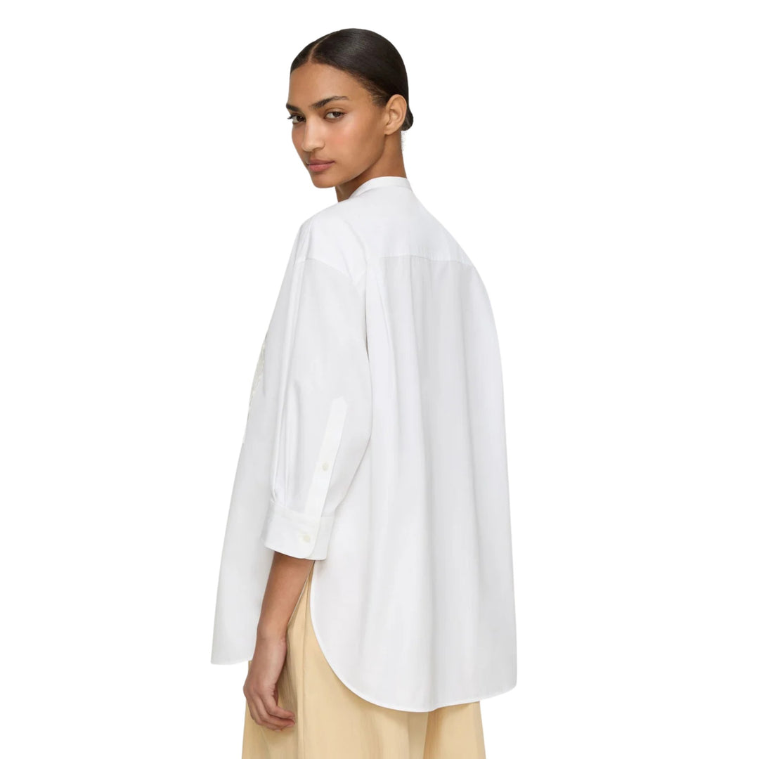 Oversized Knitted Ribbon Bib Front Shirt