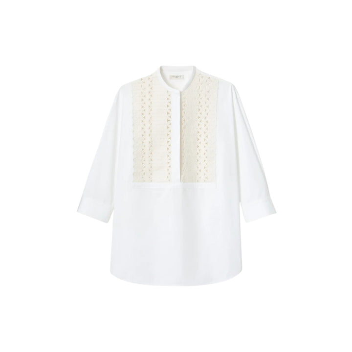 Oversized Knitted Ribbon Bib Front Shirt