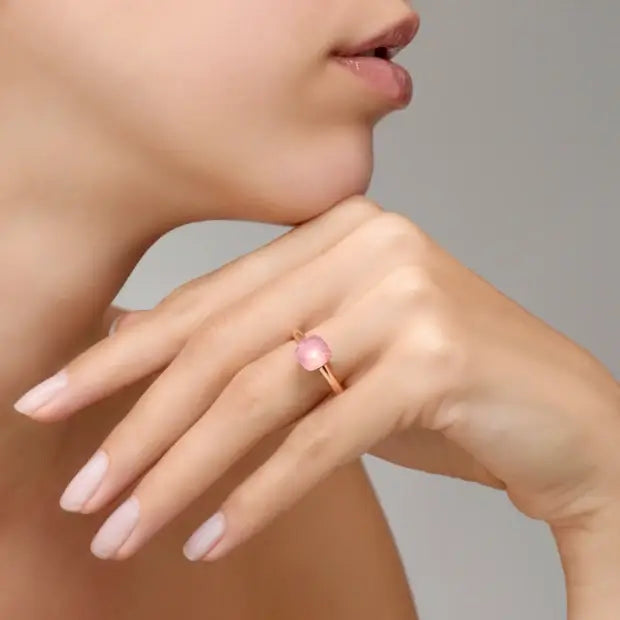 Ring Nudo Petite WG RG Pink Quartz