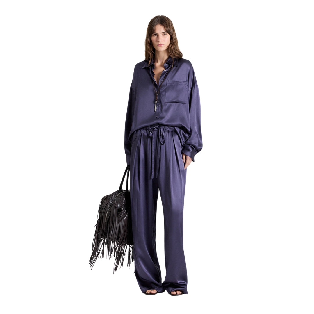 PJ Silk Satin Pant in Graystone