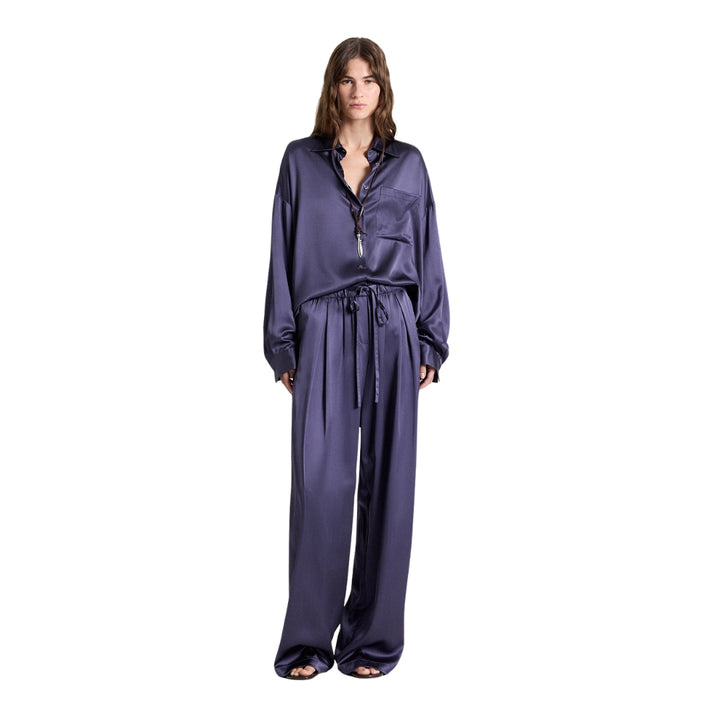 PJ Silk Satin Pant in Graystone