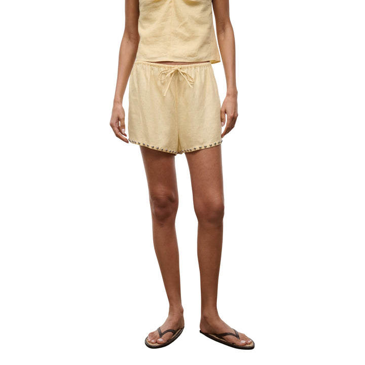 Paddle Linen Short in Butter Studs