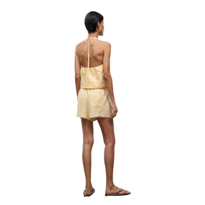 Paddle Linen Short in Butter Studs