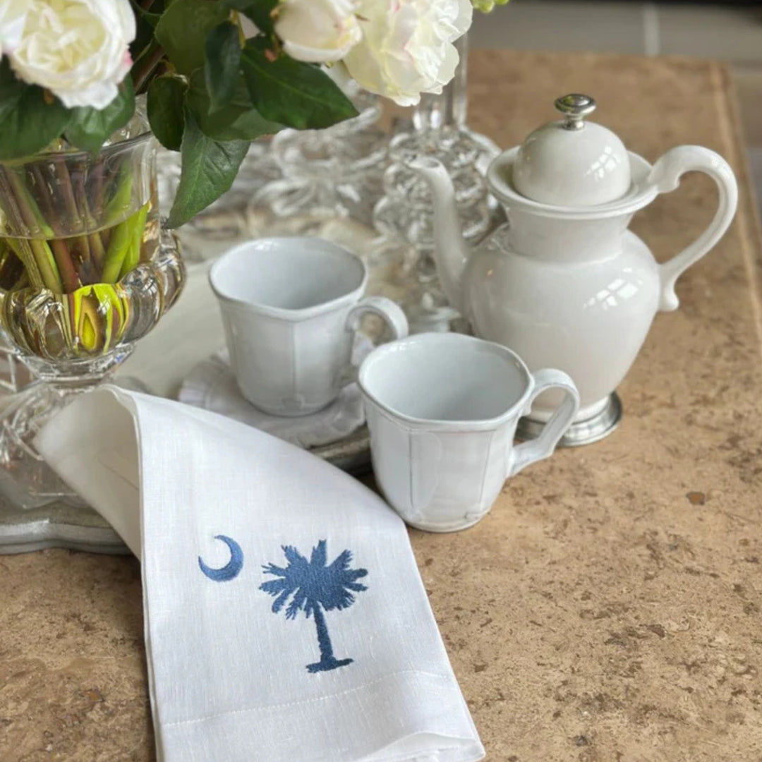 Palmetto White Linen Towel