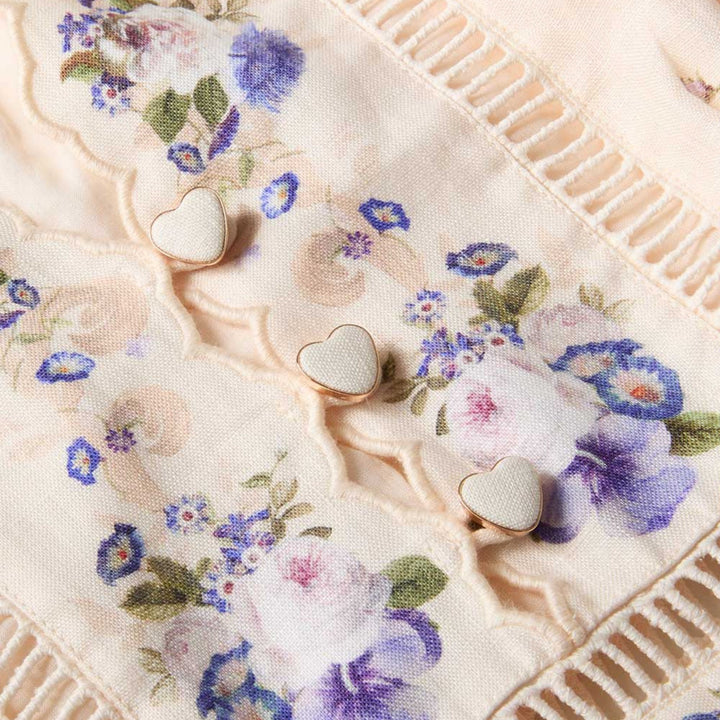 Patience Plunge Mini Dress in Cream/Purple Rose