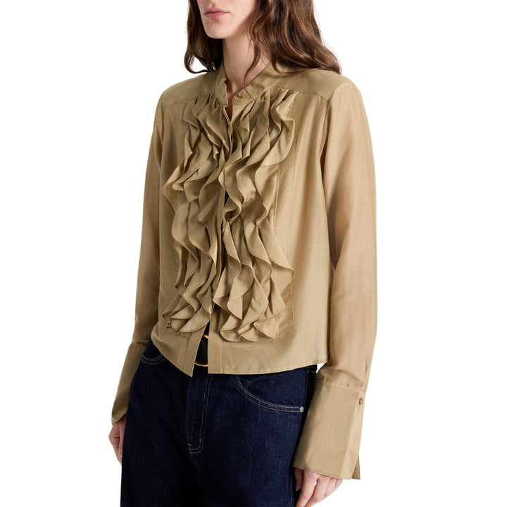 Patti Cotton Silk Organza Top in Kelp