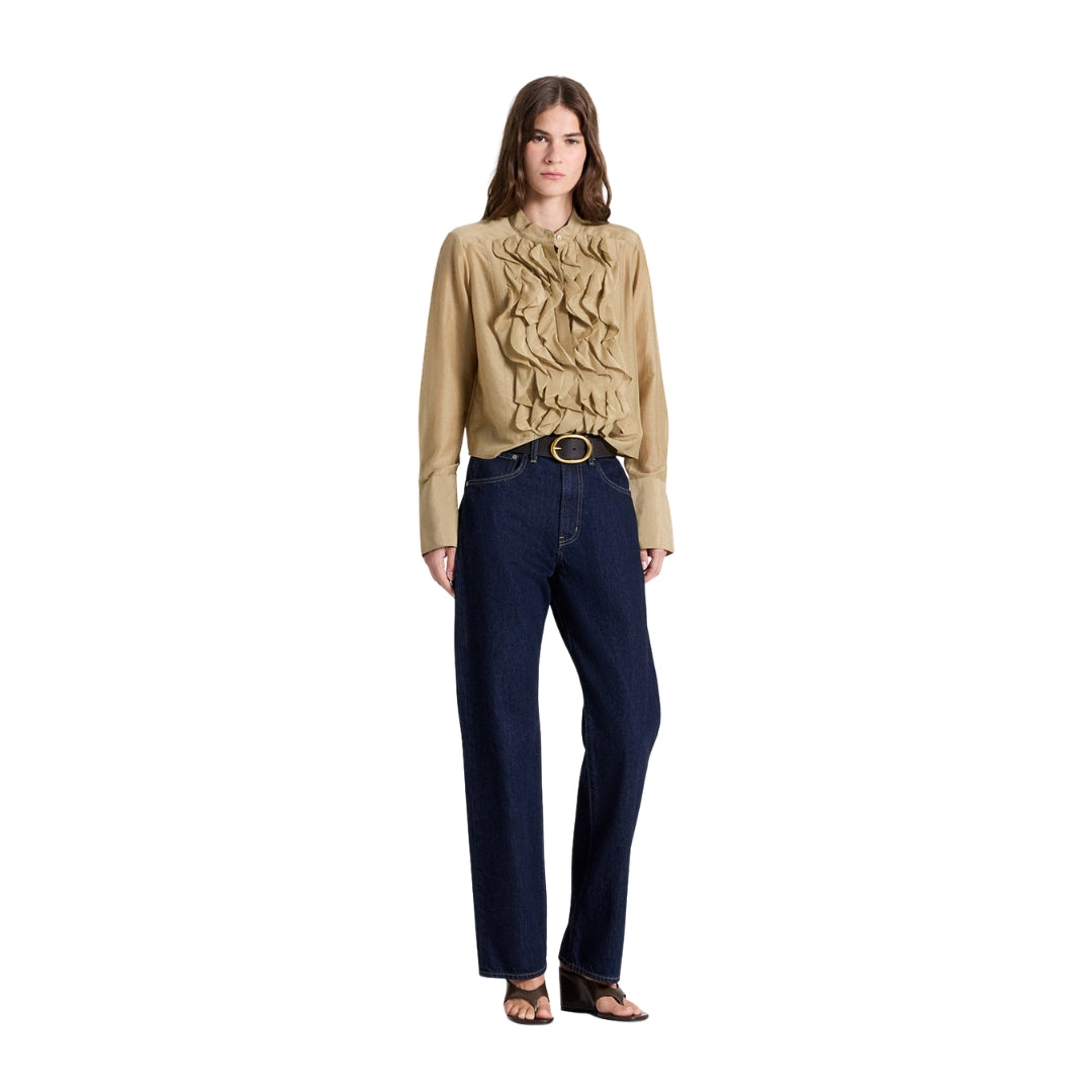 Patti Cotton Silk Organza Top in Kelp