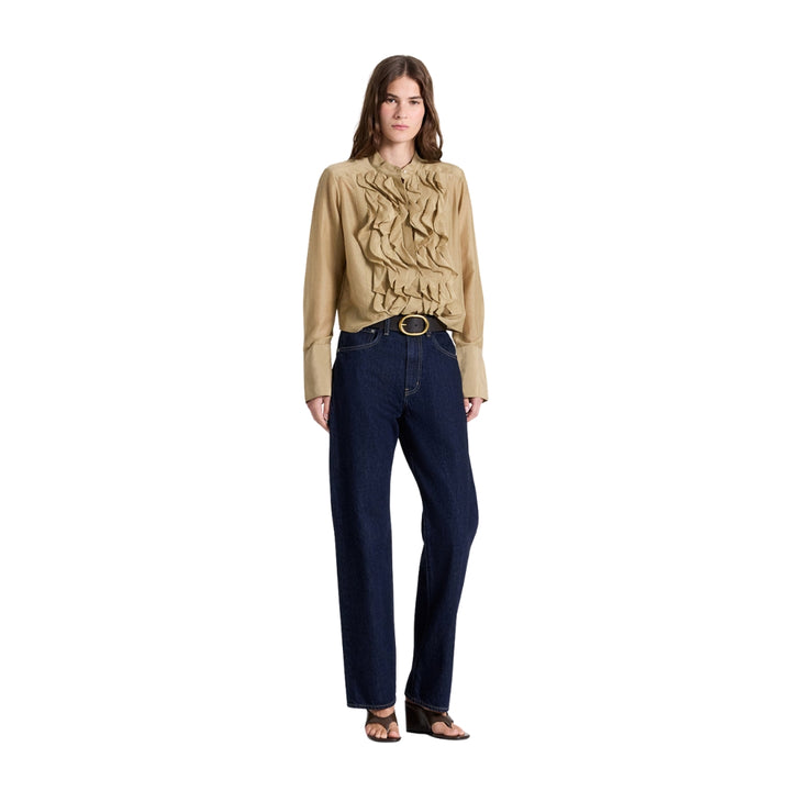 Patti Cotton Silk Organza Top in Kelp