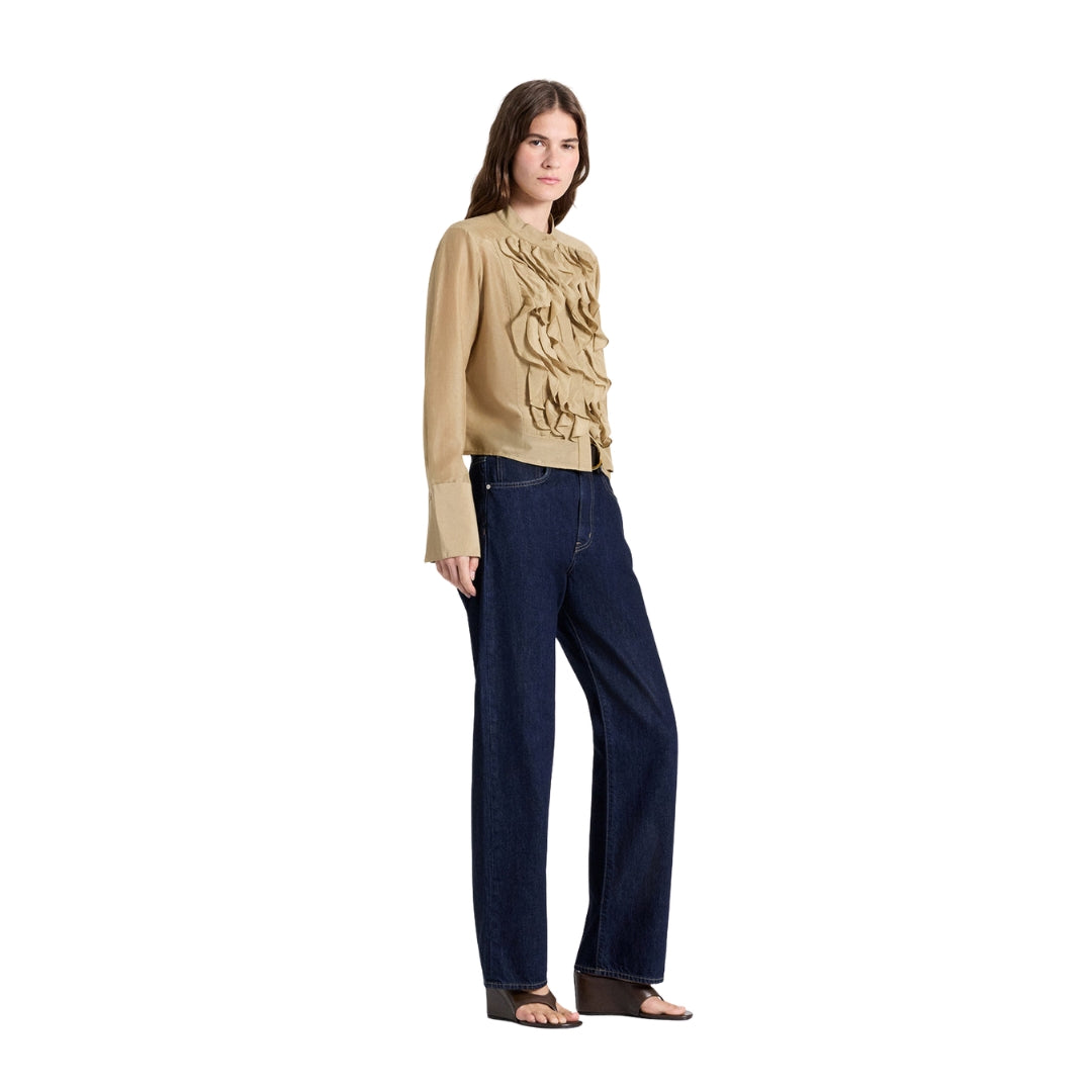 Patti Cotton Silk Organza Top in Kelp