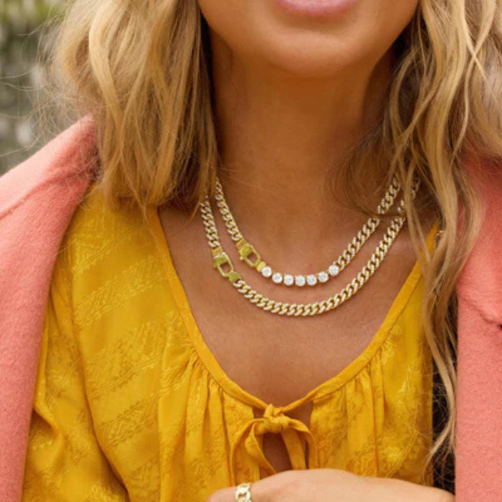 Pavé Julian Loves Diamonds Necklace - Gold/White