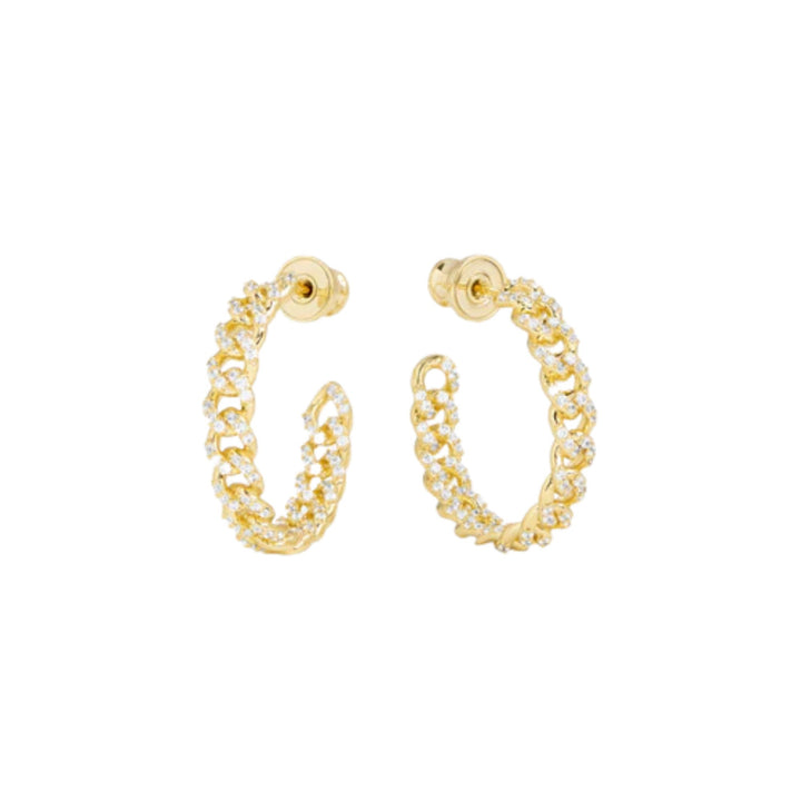 Pavé Julian Chain Hoops 1' - Gold/White