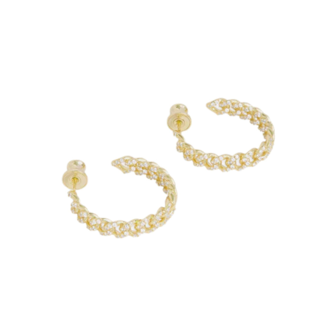 Pavé Julian Chain Hoops 1' - Gold/White
