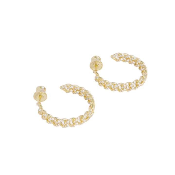 Pavé Julian Chain Hoops 1' - Gold/White