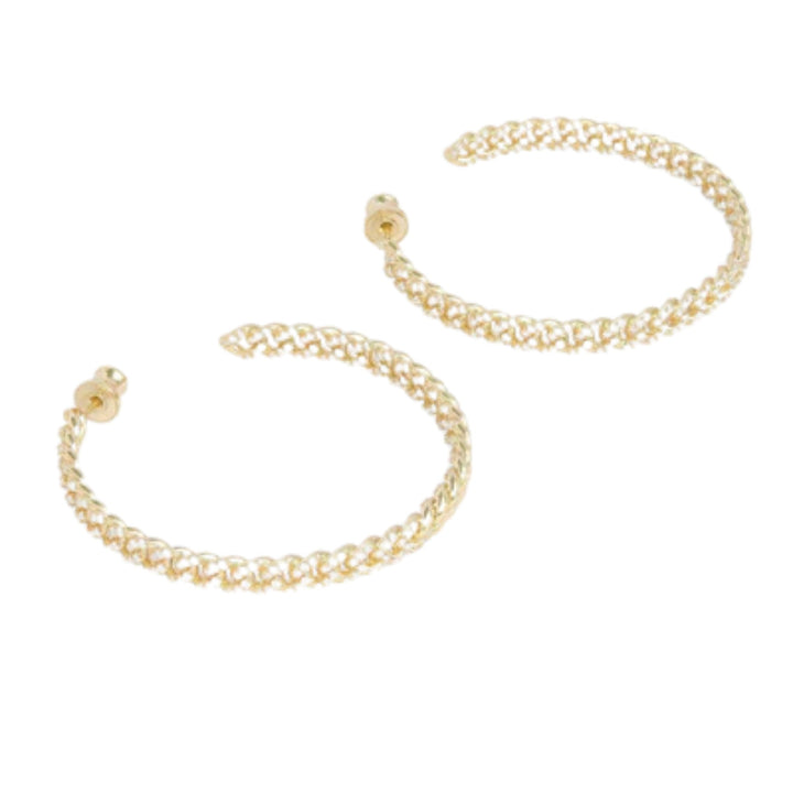 Pave Julian Chain Hoops 2" - Gold/White