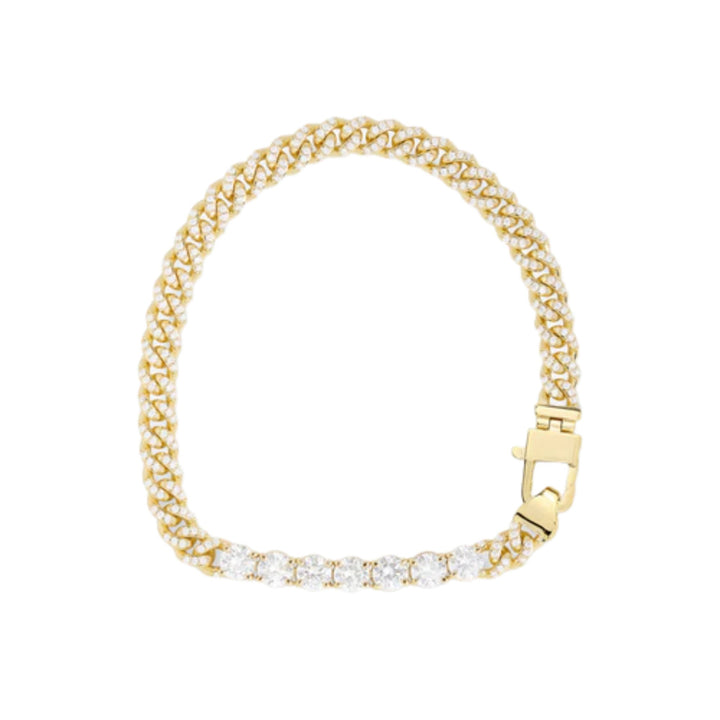 Pave Julian Loves Diamonds Bracelet - Gold/White - Size 6.5