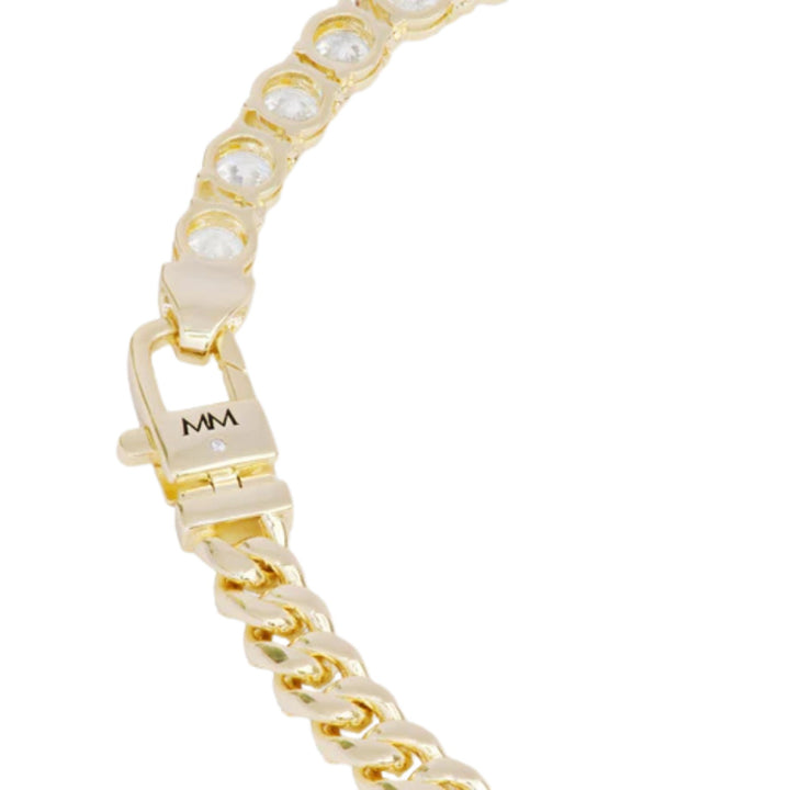 Pave Julian Loves Diamonds Bracelet - Gold/White - Size 6.5