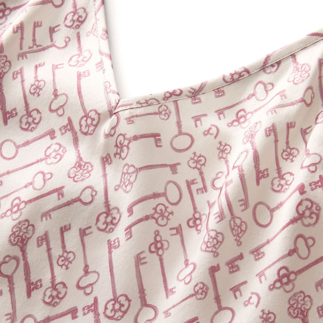 Womens Silk Cami Short Pajama Set in Key to My Heart