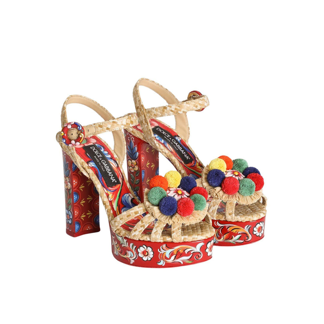 Majolica Platform Raffia Sandals