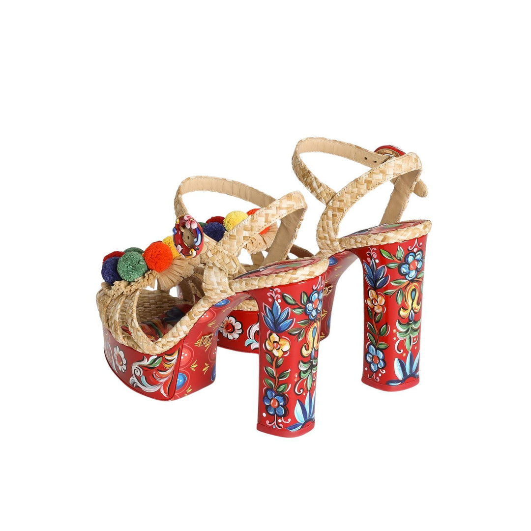 Majolica Platform Raffia Sandals