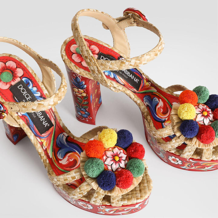 Majolica Platform Raffia Sandals