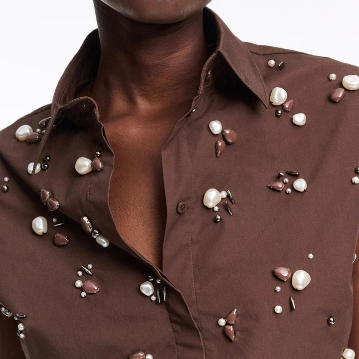 Poplin Power Blouse in chocolate