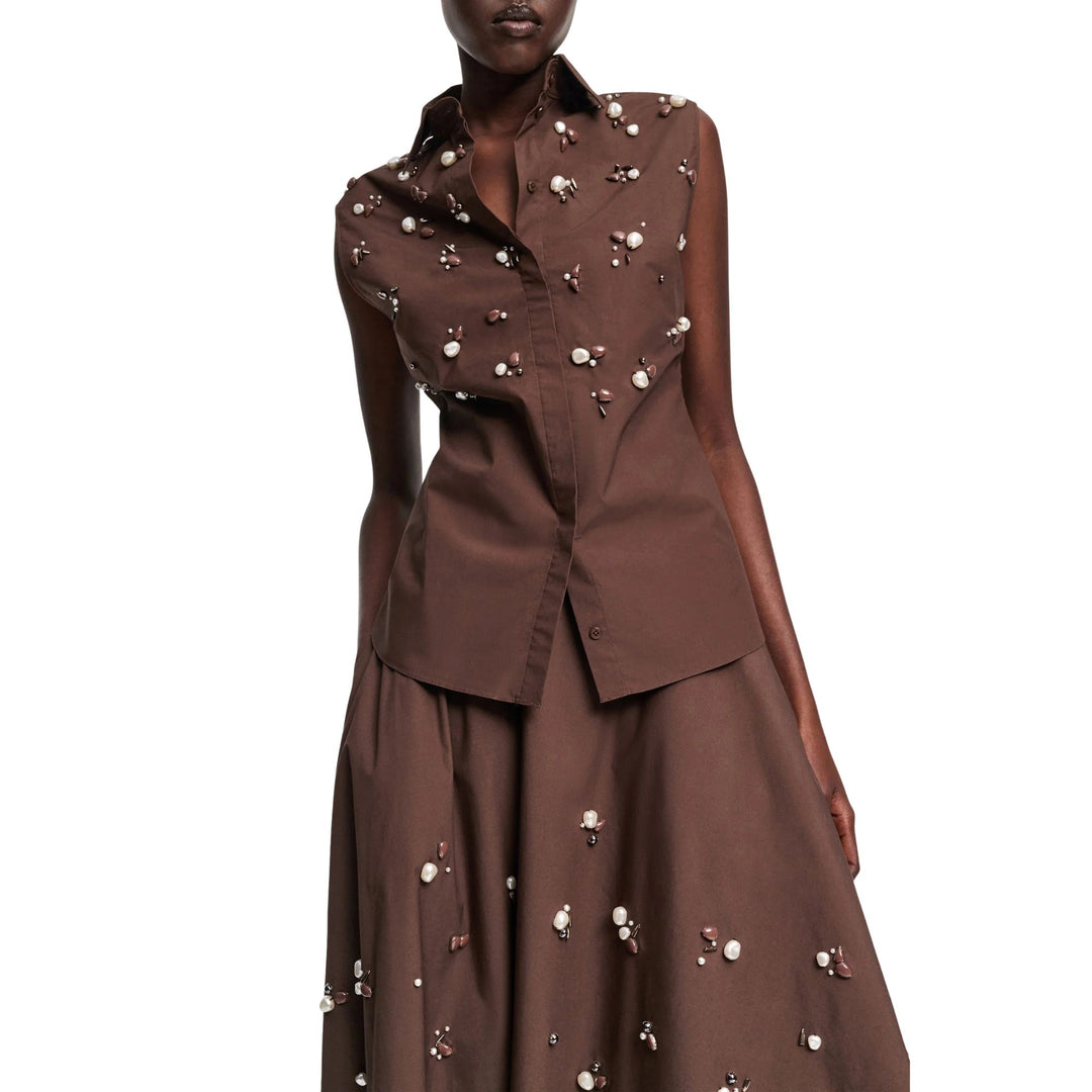 Poplin Power Blouse in chocolate