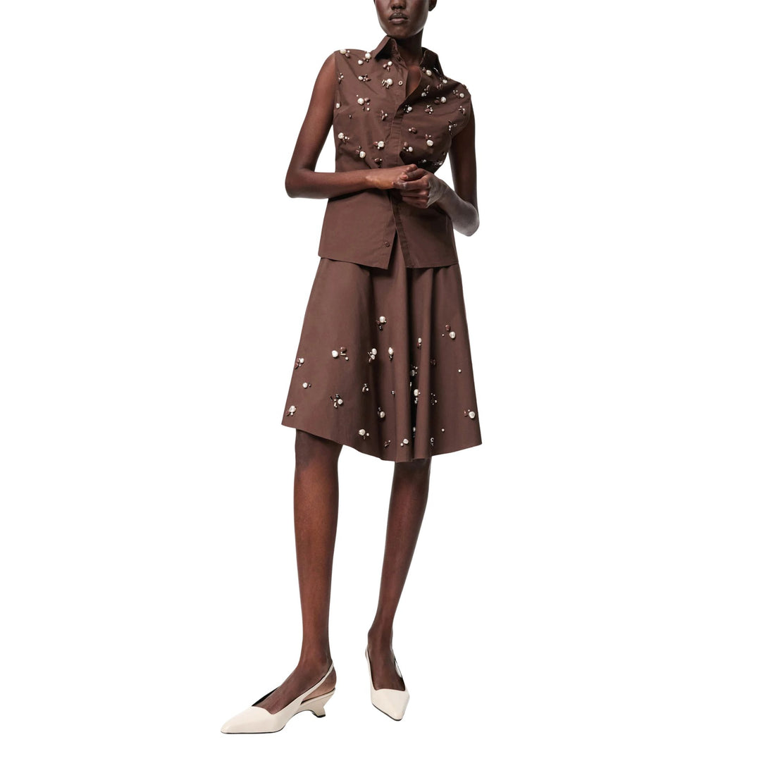Poplin Power Blouse in chocolate
