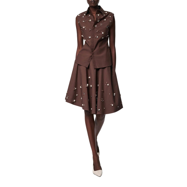 Poplin Power Blouse in chocolate