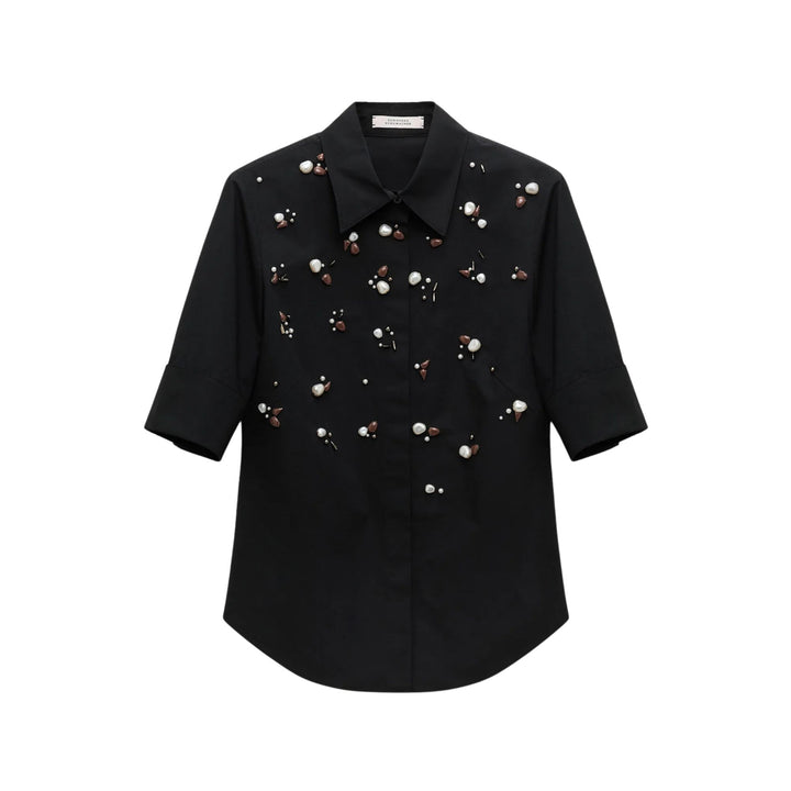 Poplin Power Blouse in pure black