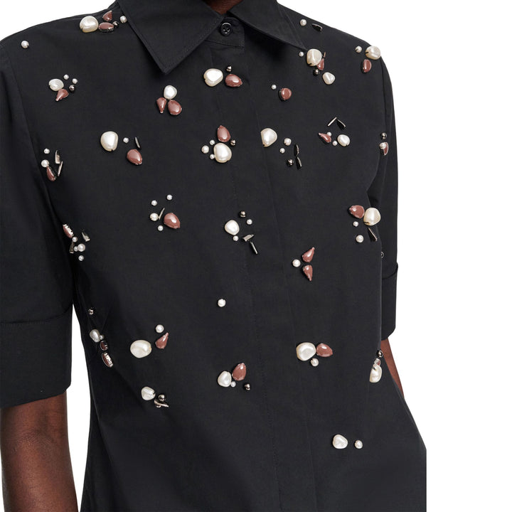 Poplin Power Blouse in pure black