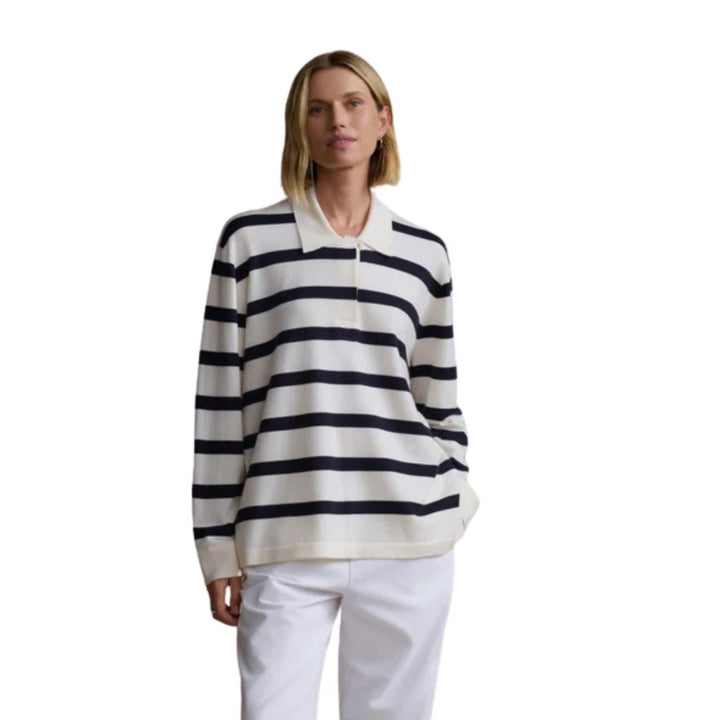 Post Pullover in Ivory/Navy Stripe